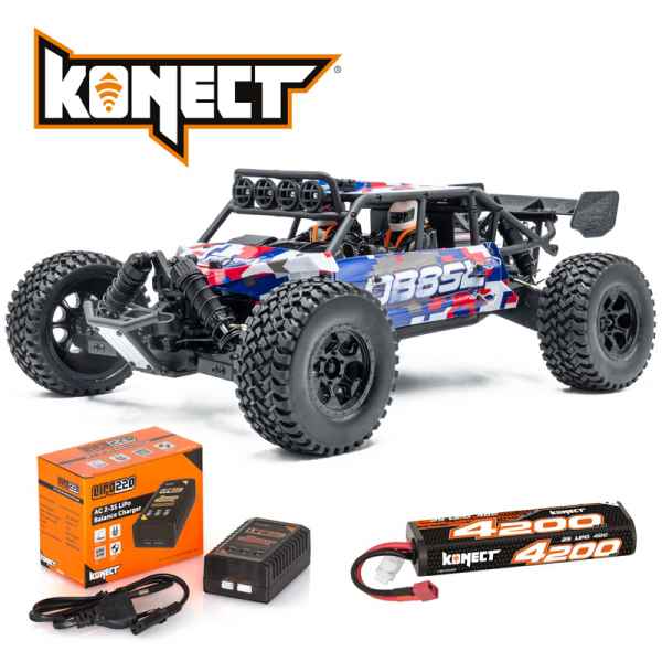 automodello hobbytech DBSL 1/8 red-blue 2,4ghz brushed (completo di caricatore-lipo- kit led)