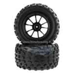 set ruote complete truck Himoto 1/10 esagono 12mm cerchio nero 4pezzi HIMOTO - gomme e accessori, in gomma/lattice per 1/10 monster-off road-truggy-crawler-scaler foto 2
