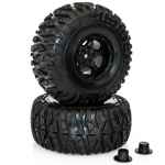 set gomme complete di cerchi neri per 1/10 monster scolpite (4pz) hobbytech - gomme e accessori, in gomma/lattice per 1/10 monster-off road-truggy-crawler-scaler foto 2