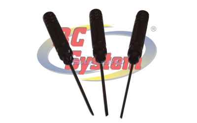 rcsystem set cacciaviti a taglio 2-2,5-3mm con manico in metallo