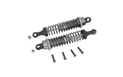 fsracing coppia ammortizzatori per 1/10 da 85mm (da foro a foro) con corpo e tappo in alluminio e molle gialle tuning