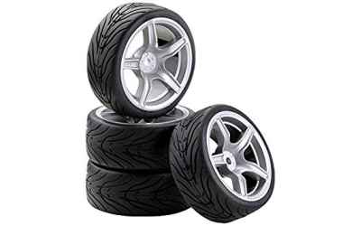 carson set gomme scolpite complete di cerchi a stella silver per modelli 1/10 on road stile AMG