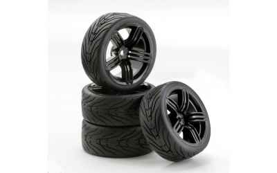 carson set di gomme per 1/10 touring cerchio nero off-set 3mm larghezza gomma 26mm