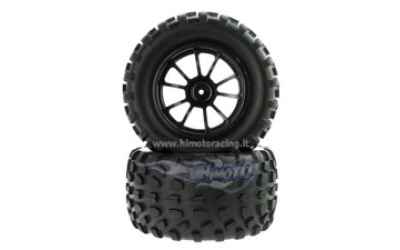 HIMOTO set ruote complete truck Himoto 1/10 esagono 12mm cerchio nero 4pezzi