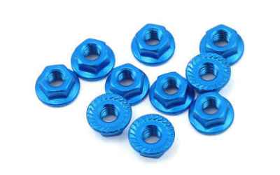 yeahracing dadi in alluminio da 4mm con flangia blu chiaro (10pz )