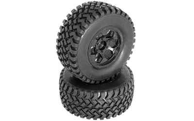 hobbytech set gomme monster-short course-buggy -desert completi di cerchi già incollati neri (4pz)
