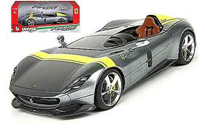 burago Ferrari Monza SP1, grigio chiaro metallizzato/giallo 1/43