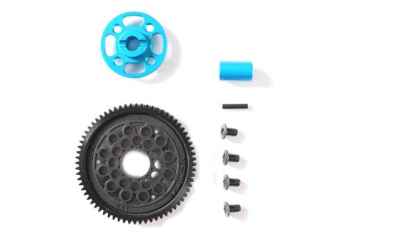 tamiya supporto corona in alluminio blu con corona da 68t mod.0,6
