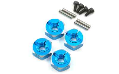 yeahracing esagoni+pin e viti di fissaggio 12x6mm yeah racing per automodelli touring-drift crawler 1/10 blu (4pz)