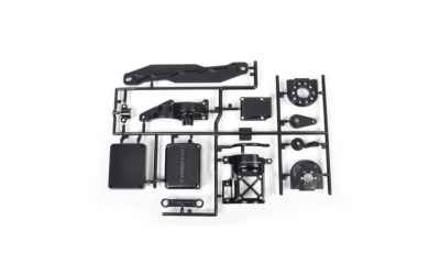 tamiya parti in plastica D  per tt-02 (ferma batteria-plastiche motore-vano ricevente)