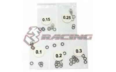 3racing set rasamenti foro interno 3mm da 0.1-0.15-0.2-0.25-0.3mm (10pz per tipo)