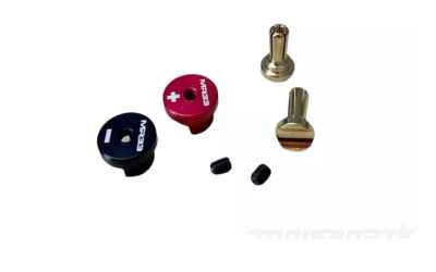 mr33 coppia connettori da 5mm low profile con tappi in alluminio rosso-nero