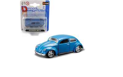 burago burago 1/64 volkswagen beetle blu met. kafer custom 1965