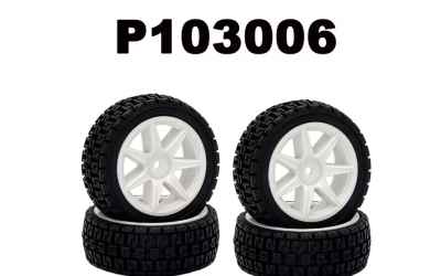 MJX R/C - Hyper GO set gomme HYPER GO da rally 1/10 con battistrada scolpito con cerchio a 7 razze bianco (set da 4pz)