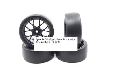 yeahracing set gomme da drift complete di cerchi +3mm offset Spec D