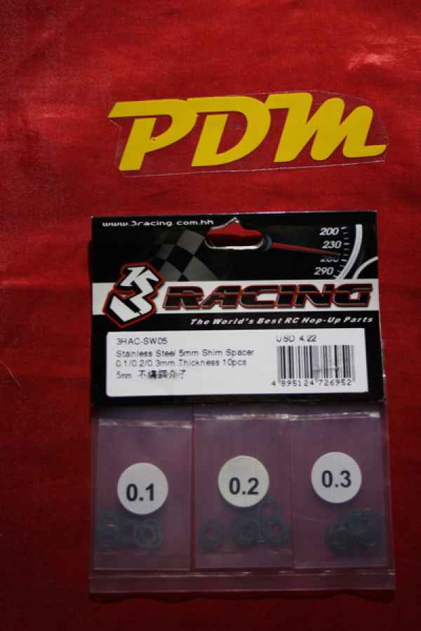 stainless steel 5mm shim spacer 0,1/0,2/0,3 3mm thickness 10pcs 3racing - viteria, rasamenti- rondelle