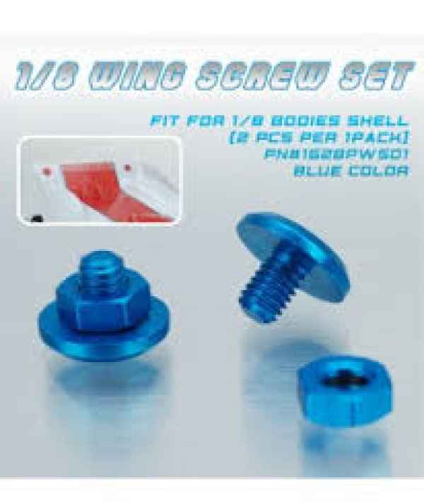 viti alettone in alluminio con dado 2pz blu chiaro speedpassion - carrozzerie ed accessori, alettoni e sistemi di fissaggio per 1/8 pista- GT