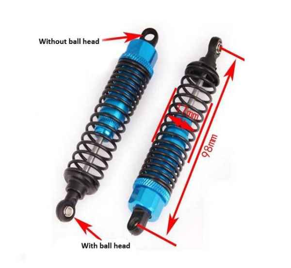 coppia ammortizzatori con corpo in alluminio per 1/10  da 98mm (da foro a foro con molla tuning gialla) hsp - ricambi e optional automodelli, HSP-RADIOKONTROL-SST-ATHENA-HIMOTO-BLACKBULL-VRX (1/10 e 1/8)