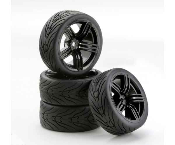 set di gomme per 1/10 touring cerchio nero off-set 3mm larghezza gomma 26mm carson - gomme e accessori, in gomma/lattice per 1/10 stradali-rally