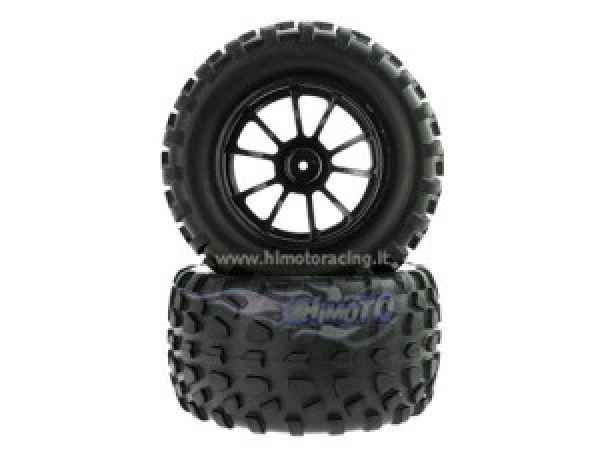set ruote complete truck Himoto 1/10 esagono 12mm cerchio nero 4pezzi HIMOTO - gomme e accessori, in gomma/lattice per 1/10 monster-off road-truggy-crawler-scaler
