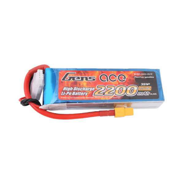 Gens ace 2200mAh 11.1V 25C 3S1P LiPo Battery Pack with XT60 Plug