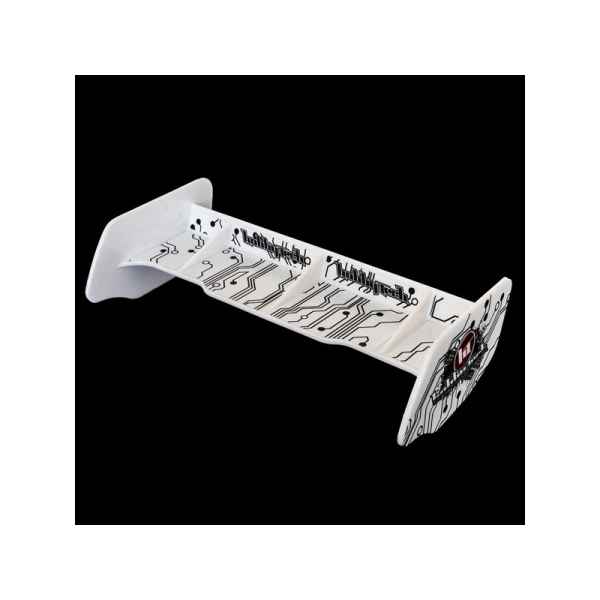ALETTONE 1/10 OFF ROAD UNIVERSALE WHITE IN PLASTICA+STICKERS hobbytech - carrozzerie ed accessori, alettoni e sistemi di fissaggio per buggy