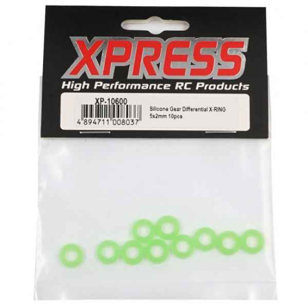 SILICONE GEAR DIFFERENTIAL X-RING 5X2MM 10PCS FOR EXECUTE XPRESSO GRIPXERO SERIES