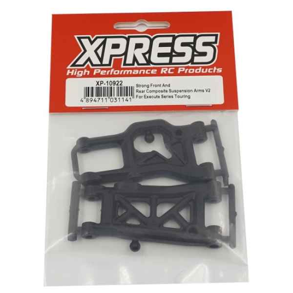 STRONG FRONT AND REAR COMPOSITE SUSPENSION ARMS V2 FOR EXECUTE SERIES TOURING xpress - ricambi e optional automodelli, XPRESS EXECUTE XQ10-XQ11-XQ2S-XQ10R-DR1S-FT1-FT1S-XQ1-AT1-XM1-XM1S-XQ1-XQ1S