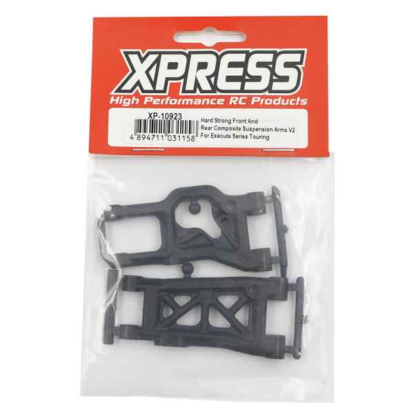 HARD STRONG FRONT AND REAR COMPOSITE SUSPENSION ARMS V2 FOR EXECUTE SERIES TOURING xpress - ricambi e optional automodelli, XPRESS EXECUTE XQ10-XQ11-XQ2S-XQ10R-DR1S-FT1-FT1S-XQ1-AT1-XM1-XM1S-XQ1-XQ1S