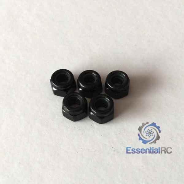 Dadi autobloccanti in acciaio (M4) durezza 8.8 con inserto in nylon per 1:10 Himoto 5pz neri HIMOTO - viteria, dadi-collarini-dadi ruota
