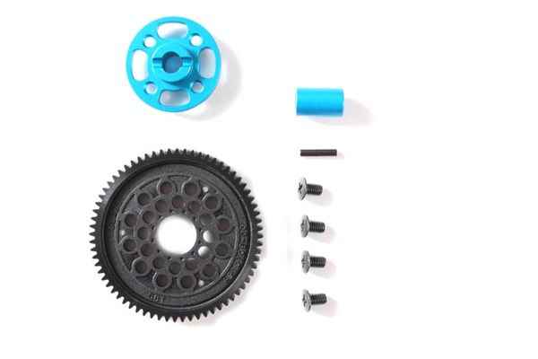 supporto corona in alluminio blu con corona da 68t mod.0,6 tamiya - ricambi e optional automodelli, Tamiya TT-02-altri modelli