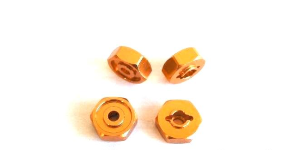esagoni prismalia in alluminio orange per automodelli 1/10 prismalia - ricambi e optional automodelli, HSP-RADIOKONTROL-SST-ATHENA-HIMOTO-BLACKBULL-VRX (1/10 e 1/8)