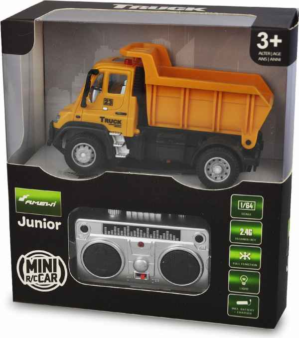 automodello amewi mini R/C car 1/64 2,4ghz camion con cassone giallo amewi - automodelli dinamici-r/c, elettrici stradali 1/12-1/14-1/16-1/18-1/24-1/64-1/76