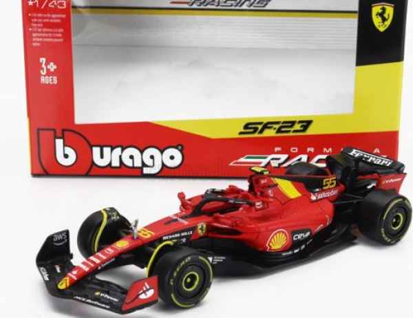 FERRARI FORMULA 1 SF23 MONZA GP N.55 SAINZ SCALA 1/43 burago - automodelli statici- da collezione, FORMULA 1 DA COLLEZIONE