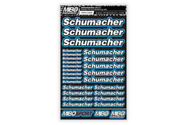 set adesivi precut SCHUMACHER (blue) formato A5 1 foglio mibosport - carrozzerie ed accessori, adesivi e mascherature carene