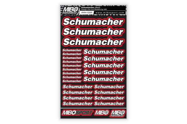 set adesivi precut SCHUMACHER (red) formato A5 1 foglio mibosport - carrozzerie ed accessori, adesivi e mascherature carene