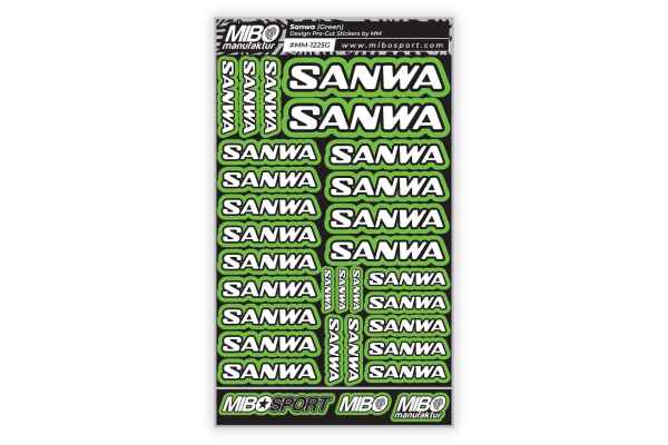 set adesivi precut SANWA (green) formato A5 1 foglio sanwa - carrozzerie ed accessori, adesivi e mascherature carene