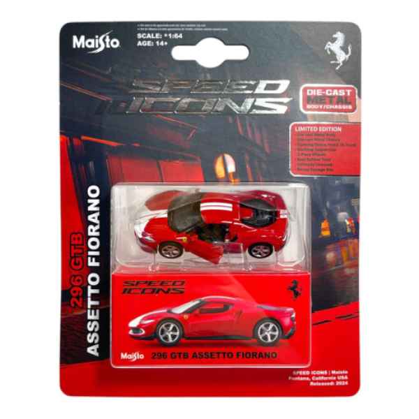Maisto 1/64 Ferrari 296 GTB assetto Fiorano red Maisto - automodelli statici- da collezione, FERRARI GT DA COLLEZIONE 1/64-1/76