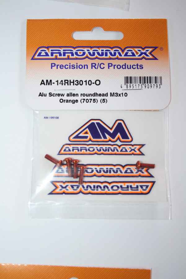 alu screw allen roundhead M3x10mm (5) orange 7075