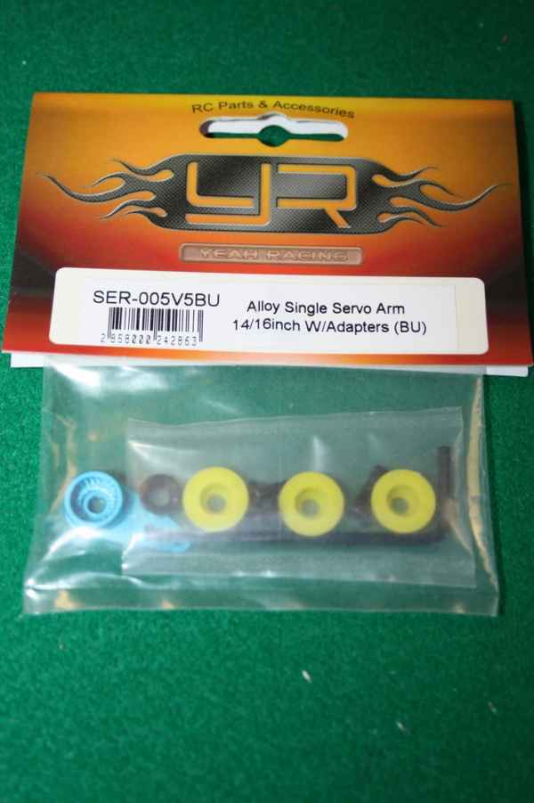 alloy single servo arm 14/16inch w/adapters (BU) yeahracing - elettronica-cavetteria, squadrette e supporti servocomandi