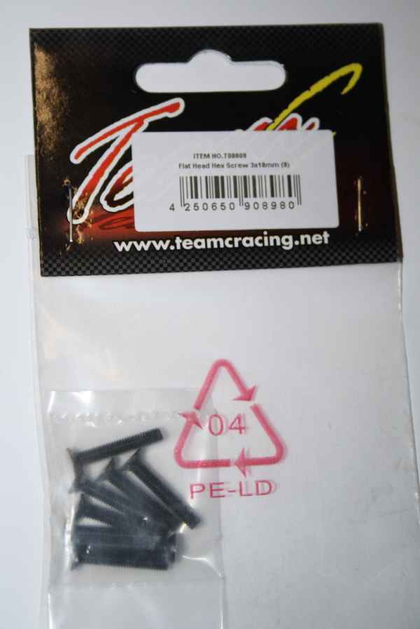 flat head hex screw 3x18mm (8) teamc - viteria, bulloncini e viti con testa svasata
